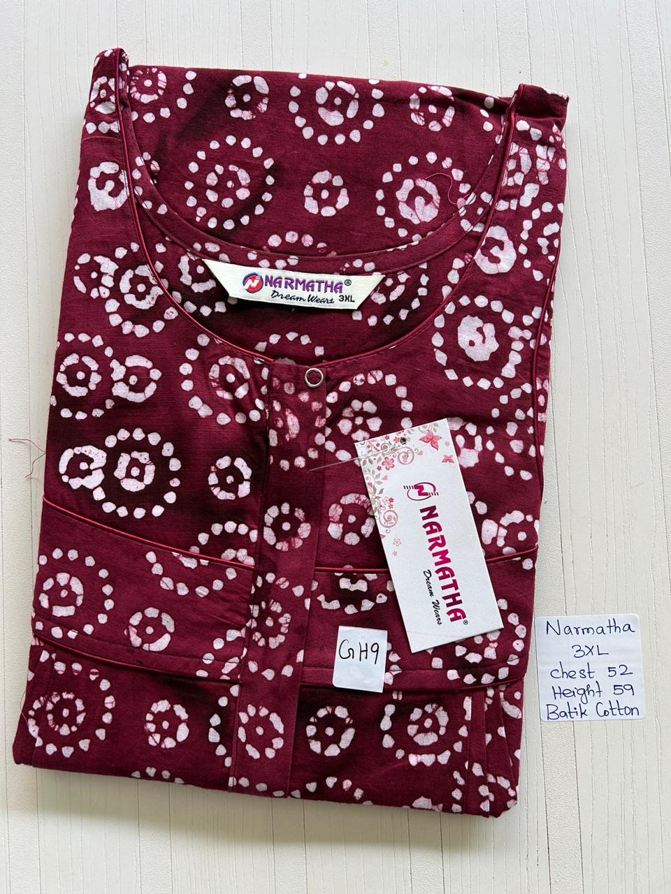 DNS211 Height Narmatha Pleats Zip Batik Nighty