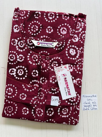 DNS211 Height Narmatha Pleats Zip Batik Nighty