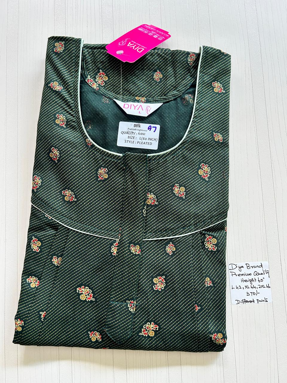 AASHP 146 Height Peacock Pleats Zip Nighty DD BP HP EPS