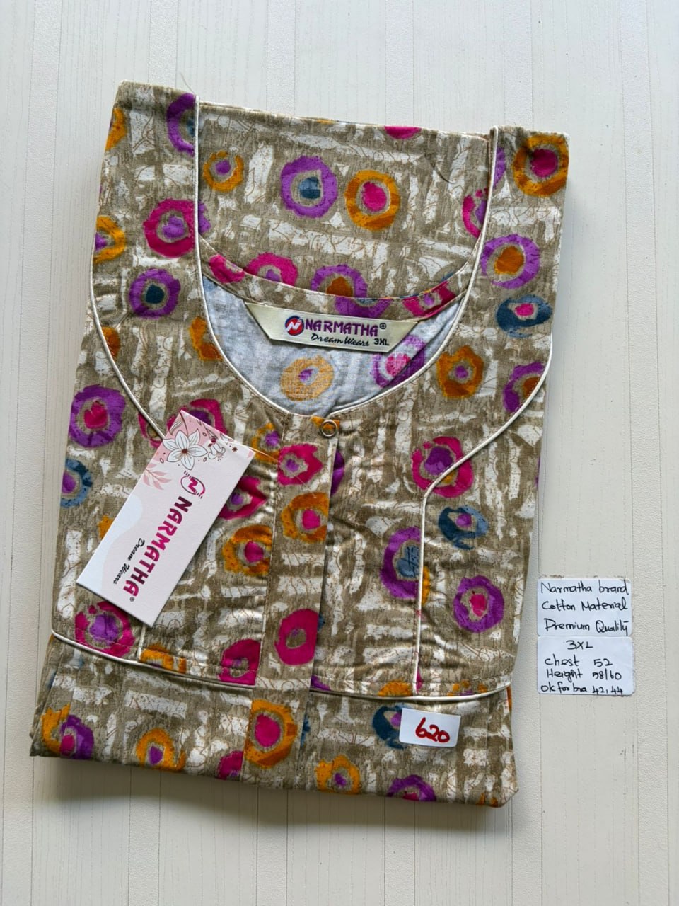 DNS 053 Height Narmatha Pleats Zip Nighty