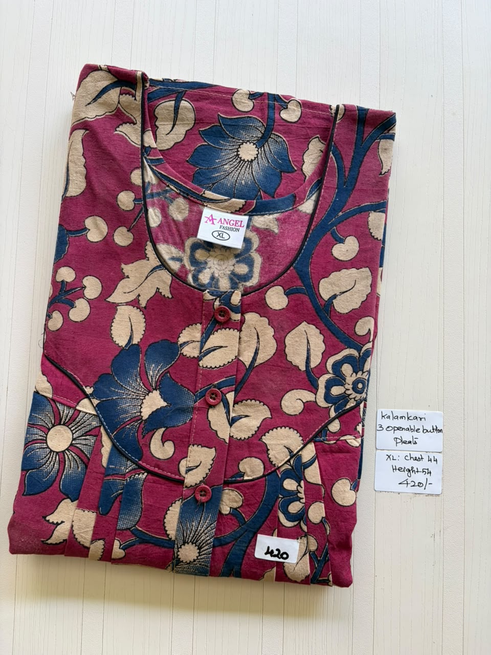 AASBP 225 Peacock Pleats Kalamkari Nighty BP CPS
