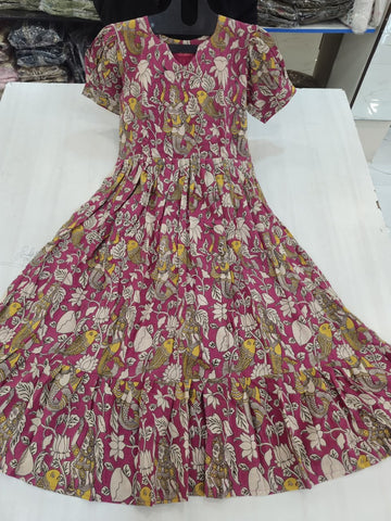 MFS 392 Peacock Kalamkari Maxi Frock YY1