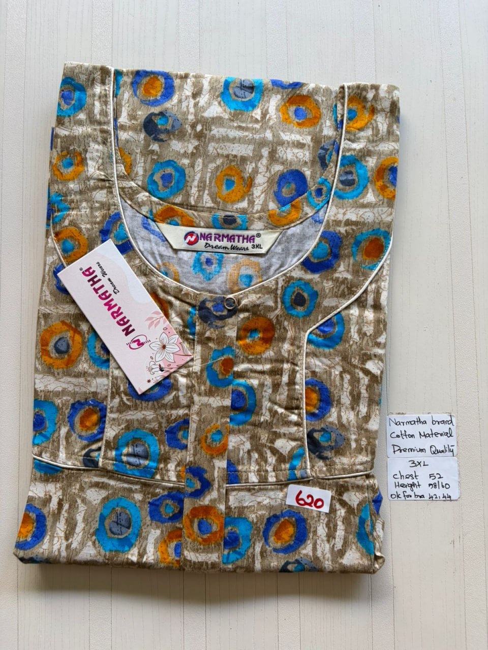 DNS 054 Height Narmatha Pleats Zip Nighty