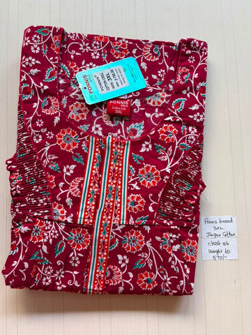MCS 053 Ponni's Jaipur Cotton Pleats Zip Nighty