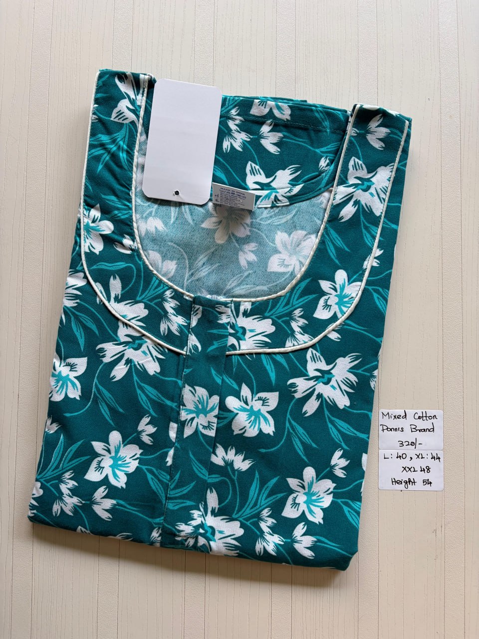 MCS 076 Ponni's Mixed Cotton Zip Nighty