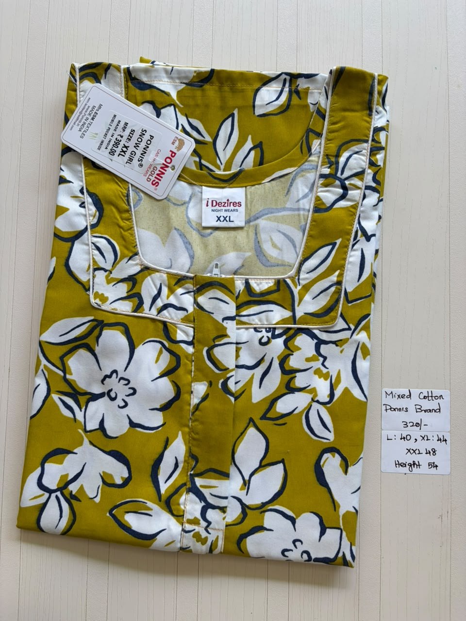 MCS 012 Ponni's Mixed Cotton Zip Nighty