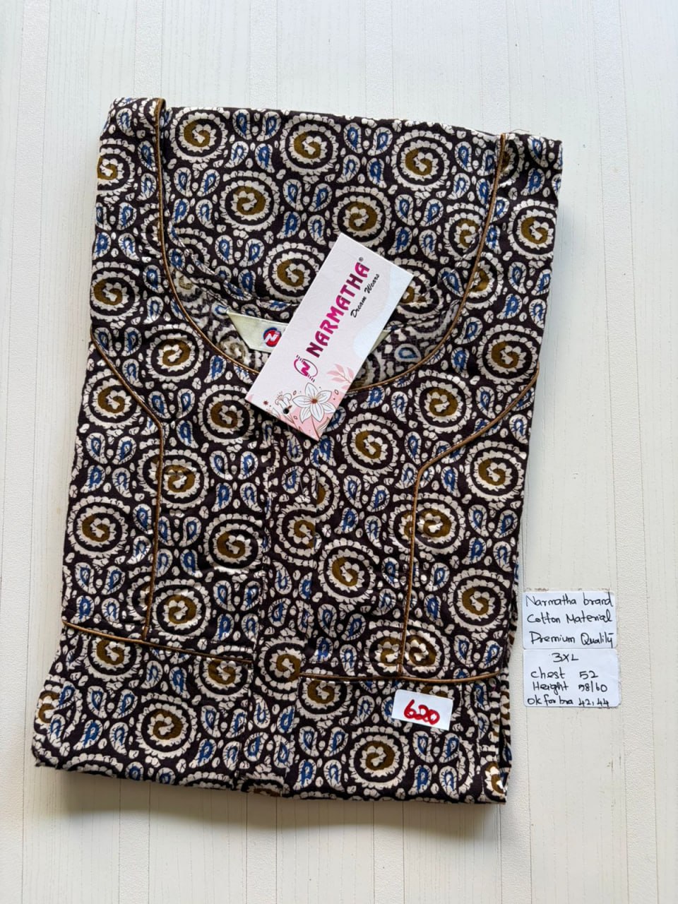 DNS 052 Height Narmatha Pleats Zip Nighty