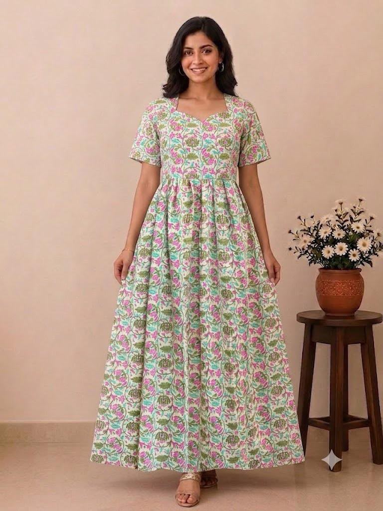 MFS 415 Peacock Feeding maxi frock FD FM1