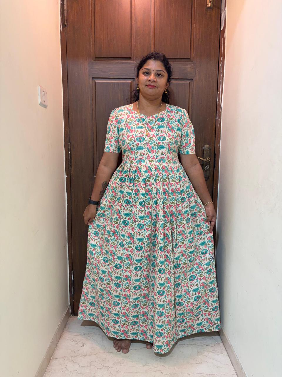 MFS133 Peacock maxi feeding frock FD FM1