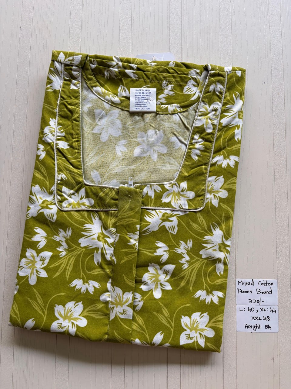 MCS 091 Ponni's Mixed Cotton Zip Nighty