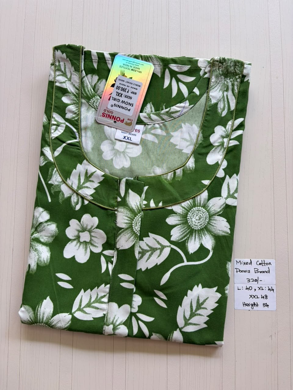 MCS 022 Ponni's Mixed Cotton Zip Nighty
