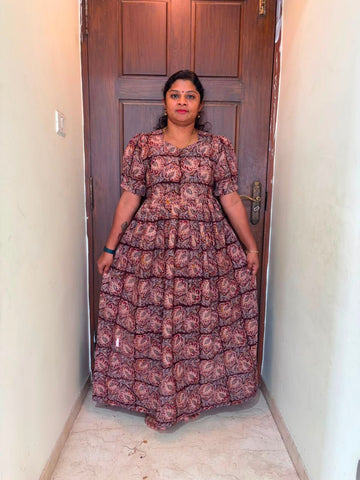 MFS 287 Peacock Height Kalamkari maxi frock YY1 YY2