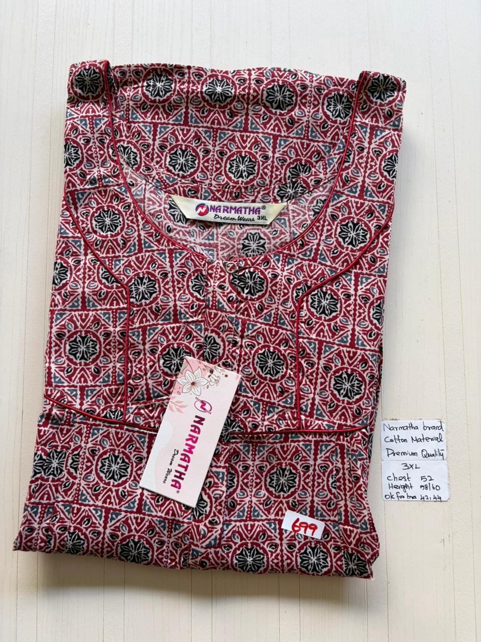 DNS 035 Height Narmatha Pleats Zip Nighty