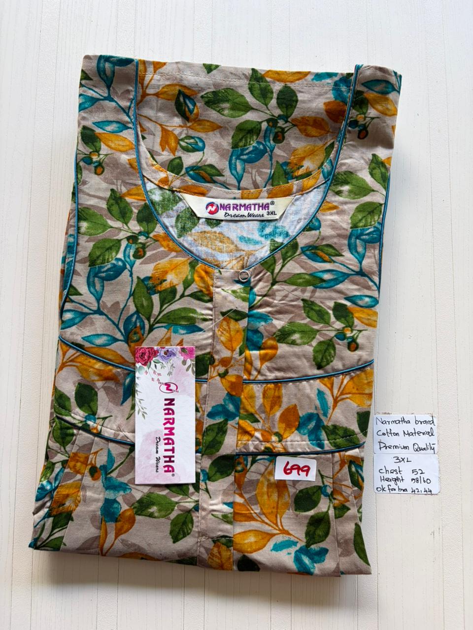 DNS 024 Height Narmatha Pleats Zip Nighty