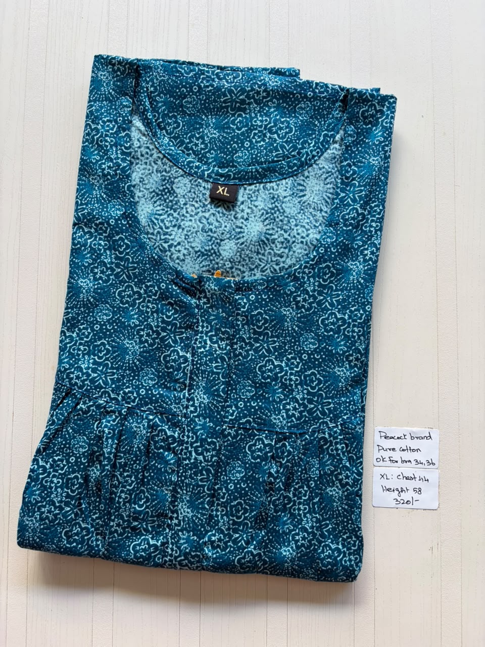 AASHP 175 Height Peacock Pleats Zip Nighty BP HP CPS