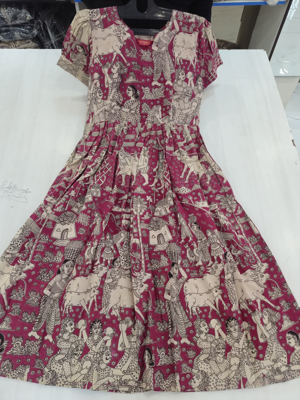 MFS 388 Peacock Kalamkari Maxi Frock YY1