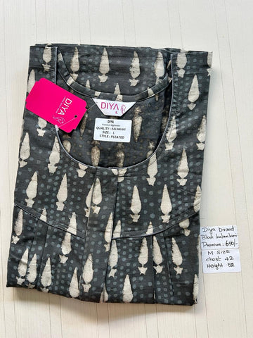 MKS001 Block Kalamkari peacock Pleats zip DD