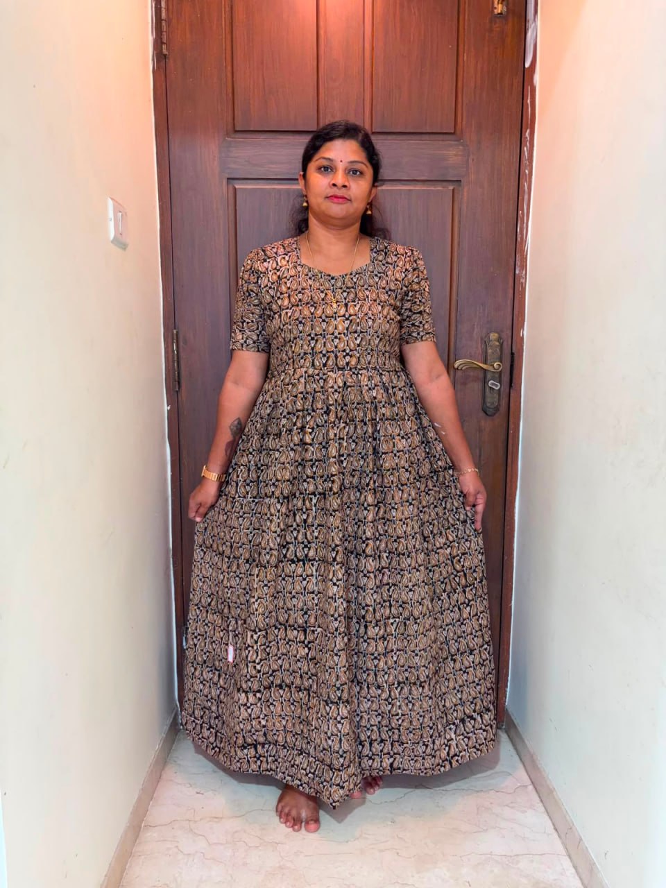 MFS 301 Peacock Height Kalamkari maxi frock YY1 YY2