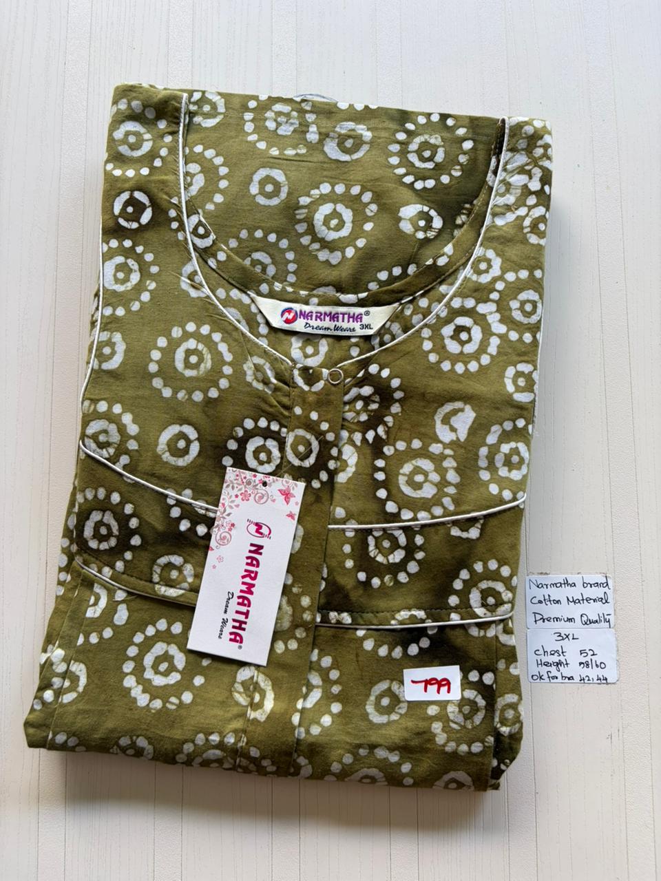 DNS 063 Height Narmatha Pleats Zip Nighty