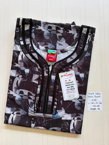 MCS 003 Ponni's Mixed Cotton Zip Nighty