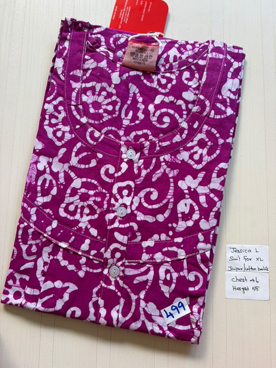 BJS 1107 Jessica Pleats Batik Nighty 550