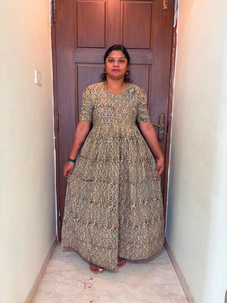MFS 298 Peacock Height Kalamkari maxi frock YY1 YY2