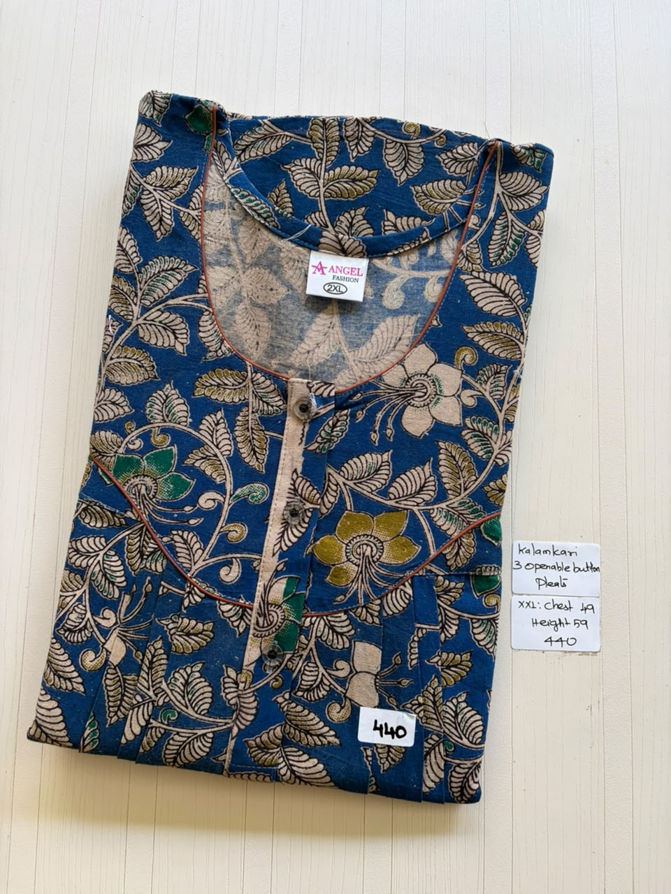 AASHP 227 Height Peacock Pleats Kalamkari Nighty BP DPS