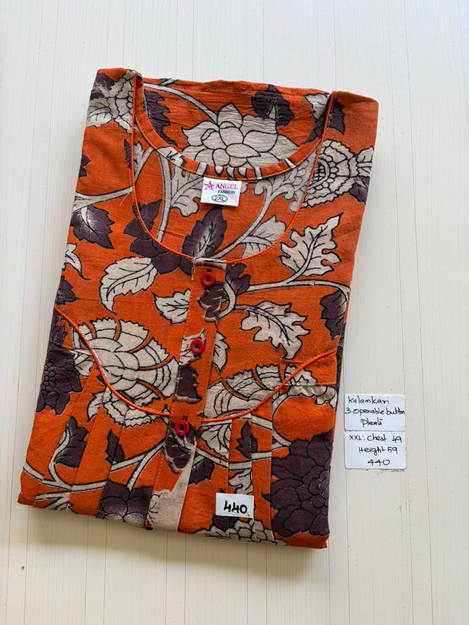 AASHP 232 Height Peacock Pleats Kalamkari Nighty BP DPS