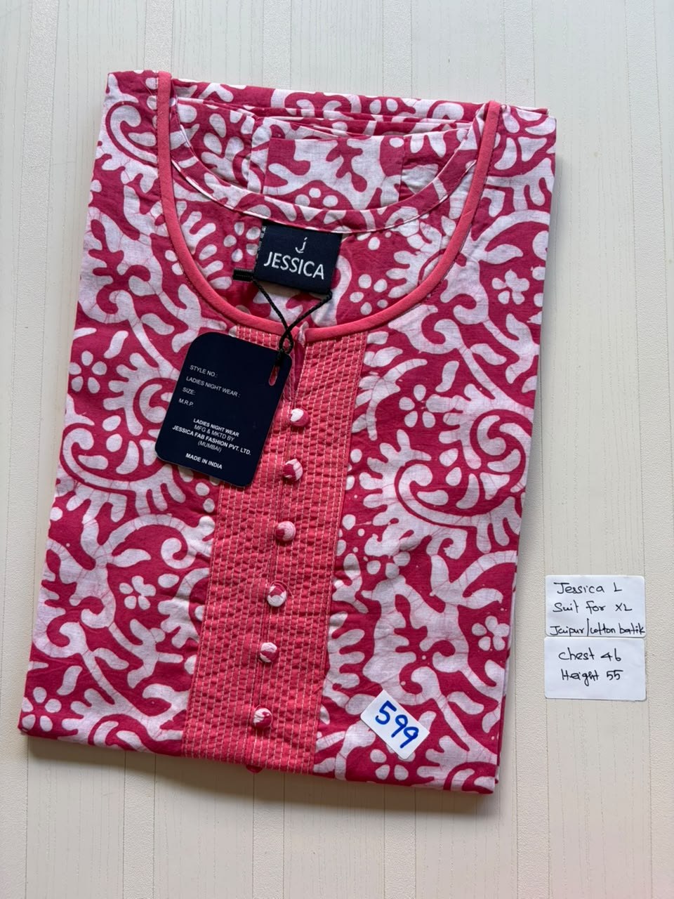 BJS 1052 Jessica VV AL Batik Nighty 550