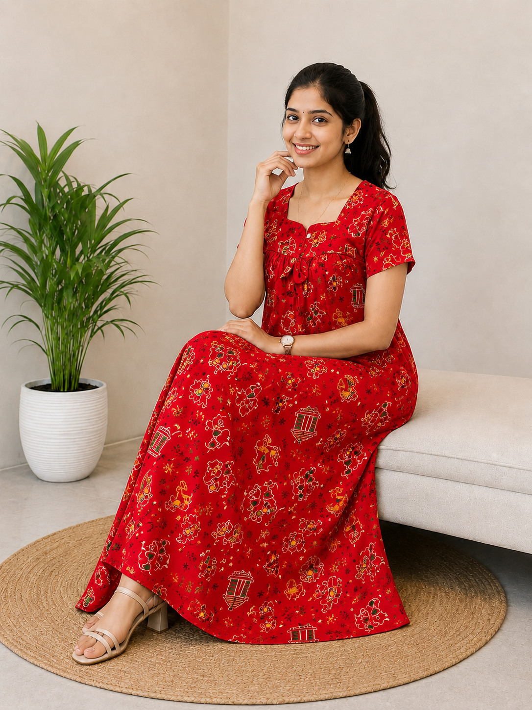 AASHP 165 Height Peacock Pleats Nighty BP HP BPS CPS  DPS Varli
