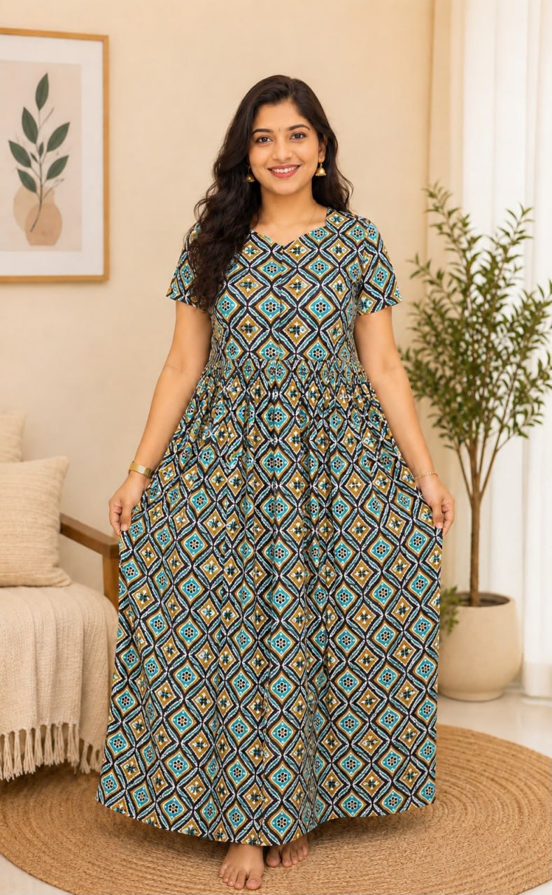 MFS 424 Peacock Feeding maxi frock FD FM1