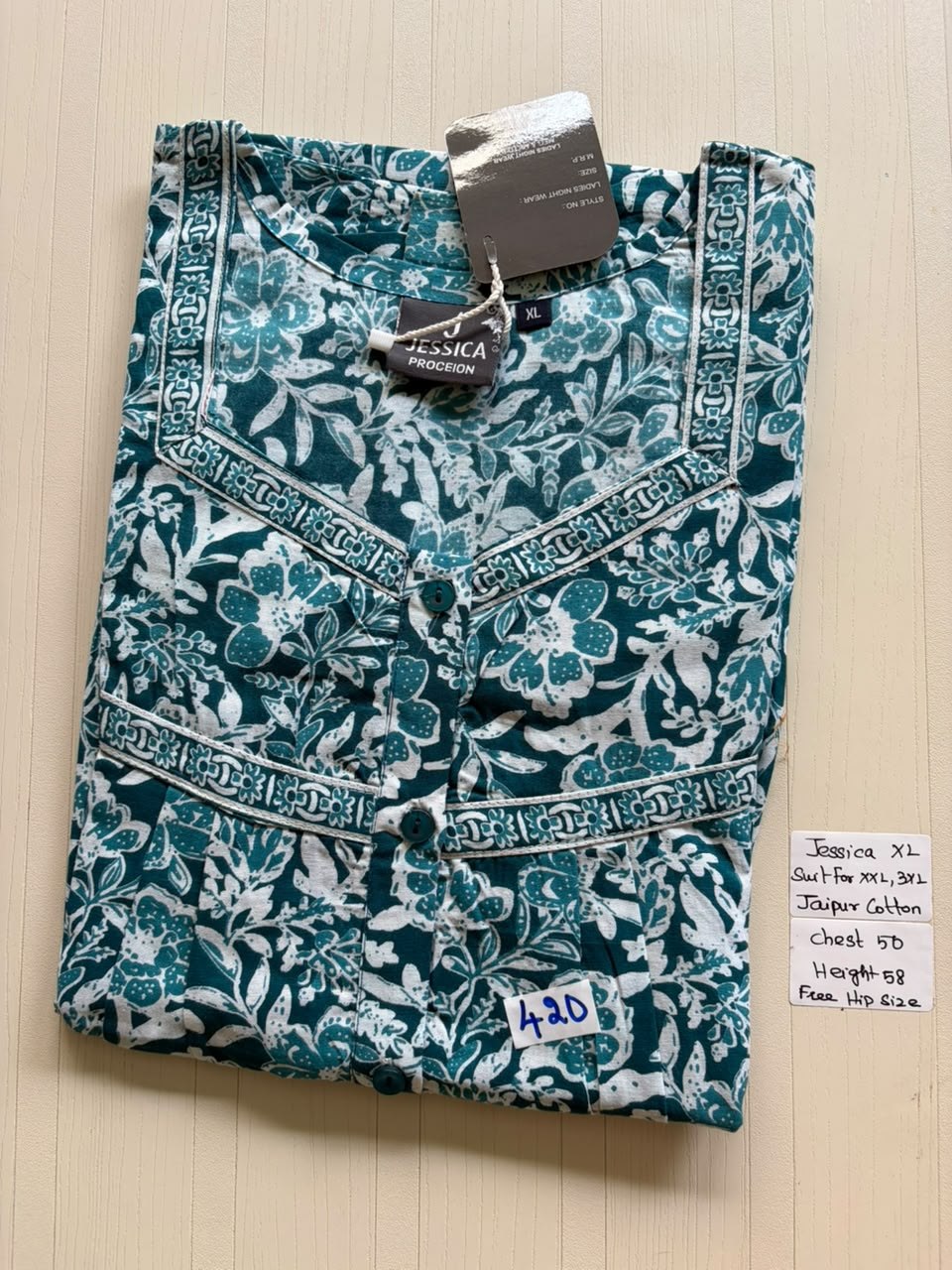 CJS 842 Height Jessica Pleats Budget Nighty