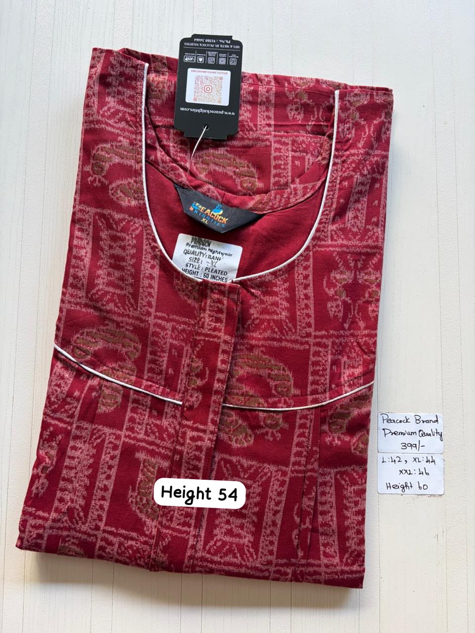 AAS5264 Peacock pleats Zip premium quality BP DD CPS DPS Height 54