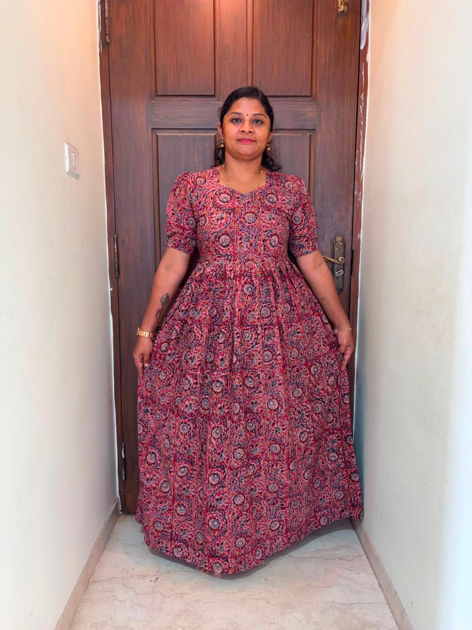 MFS 283 Peacock Height Kalamkari maxi frock YY1 YY2