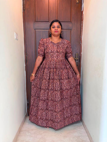 MFS 292 Peacock Height Kalamkari maxi frock YY1 YY2
