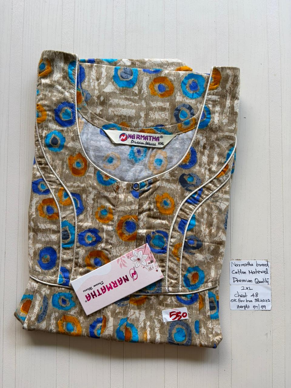 CNS 020 Height Narmatha Pleats Zip Nighty
