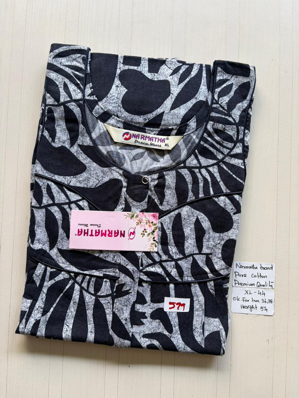 BNS 504 Narmatha Pleats Zip Nighty