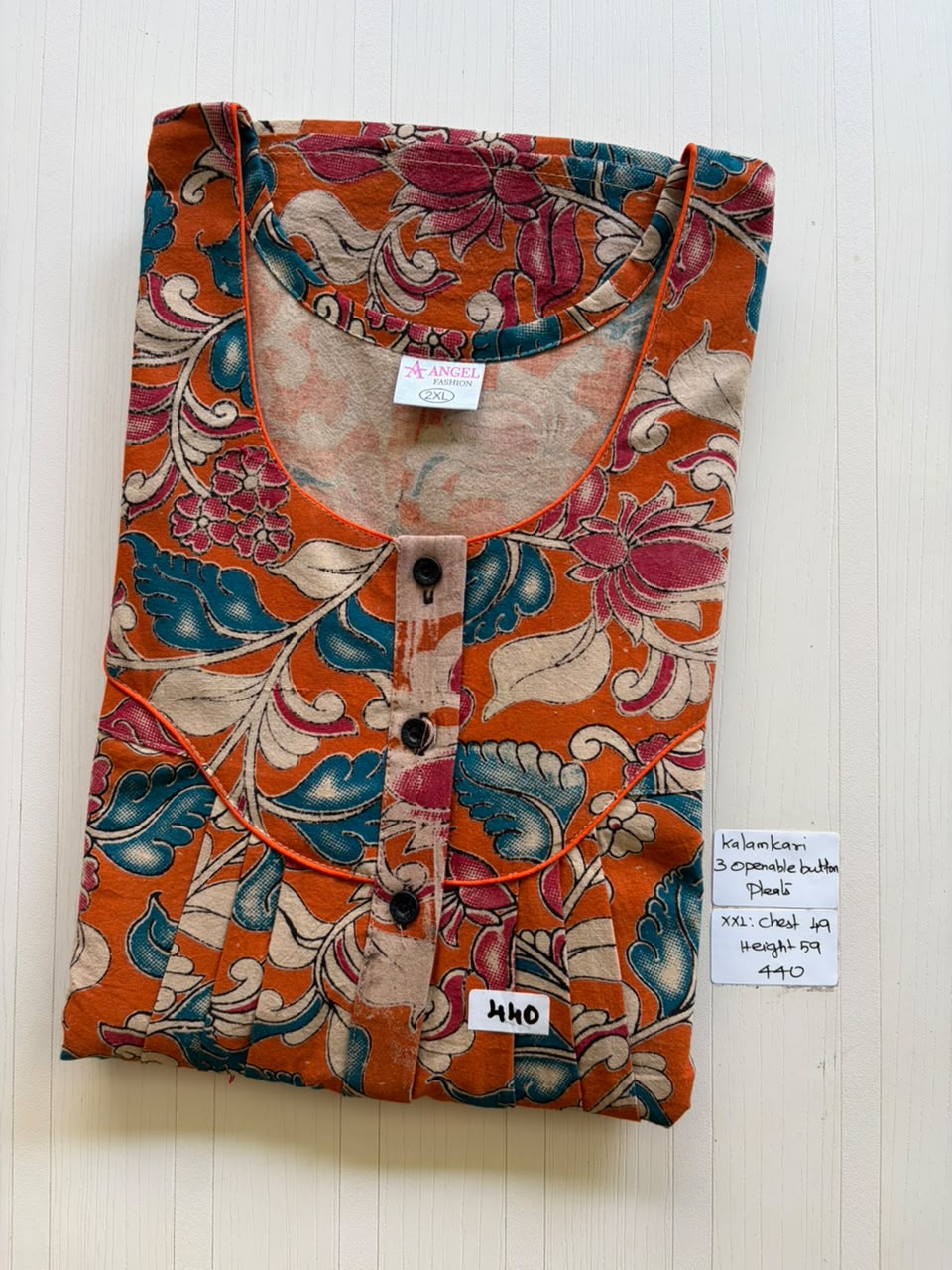AASHP 231 Height Peacock Pleats Kalamkari Nighty BP DPS