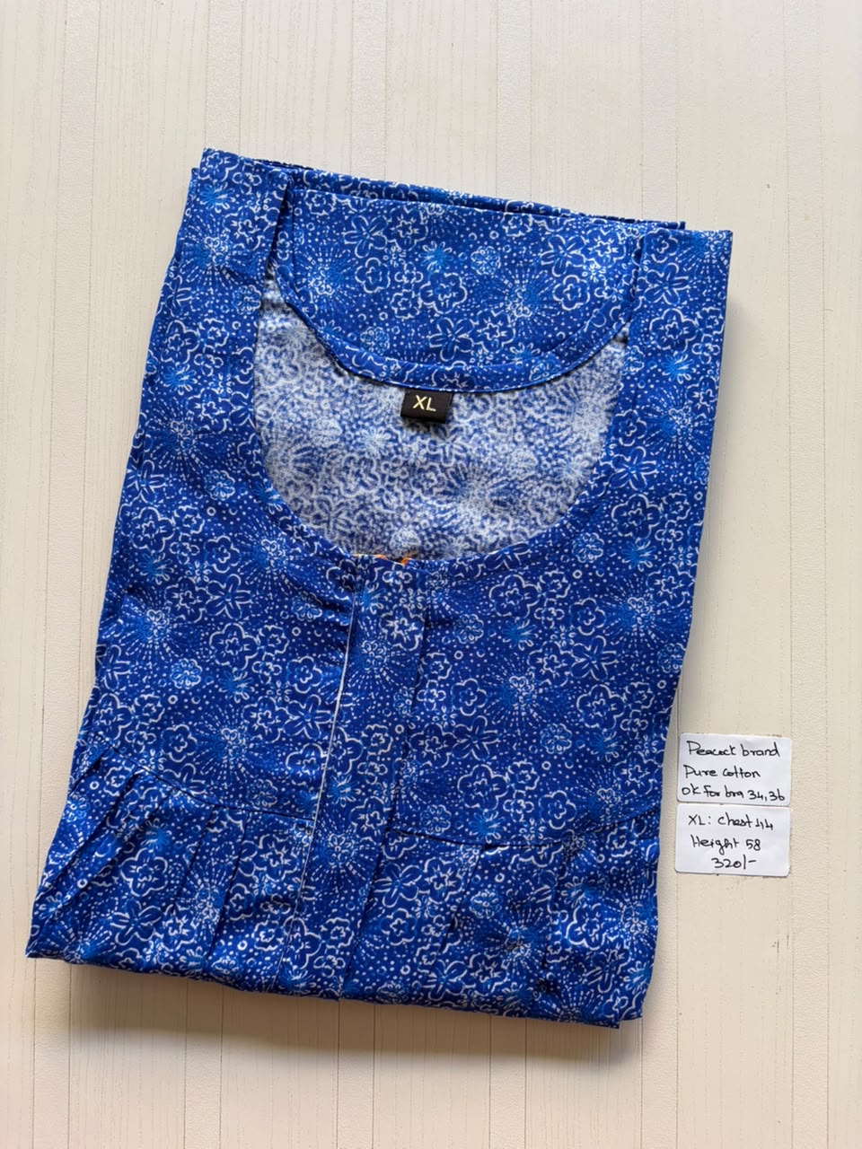 AASHP 195 Height Peacock Pleats Zip Nighty BP HP CPS