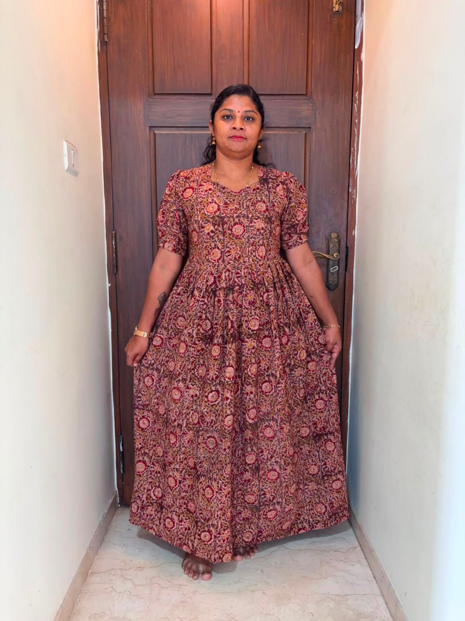 MFS 281 Peacock Height Kalamkari maxi frock YY1 YY2