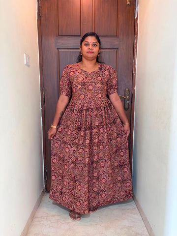 MFS 281 Peacock Height Kalamkari maxi frock YY1 YY2
