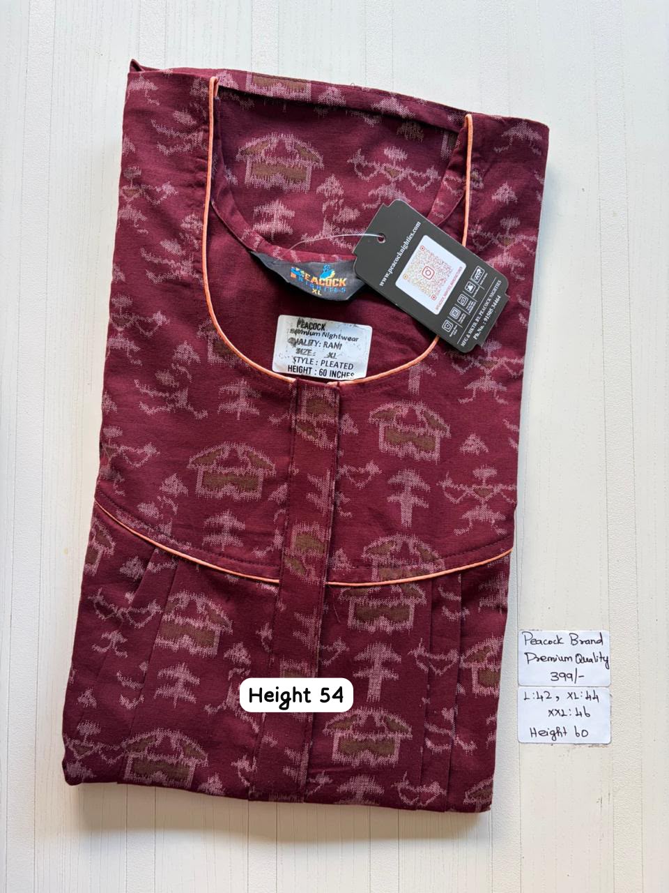 AAS5280 Peacock pleats Zip premium quality BP DD CPS DPS Height 54