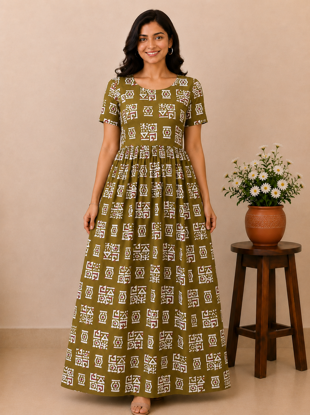 MFS197 Peacock Feeding maxi frock FD FM1