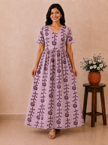 MFS 414 Peacock Feeding maxi frock YY1