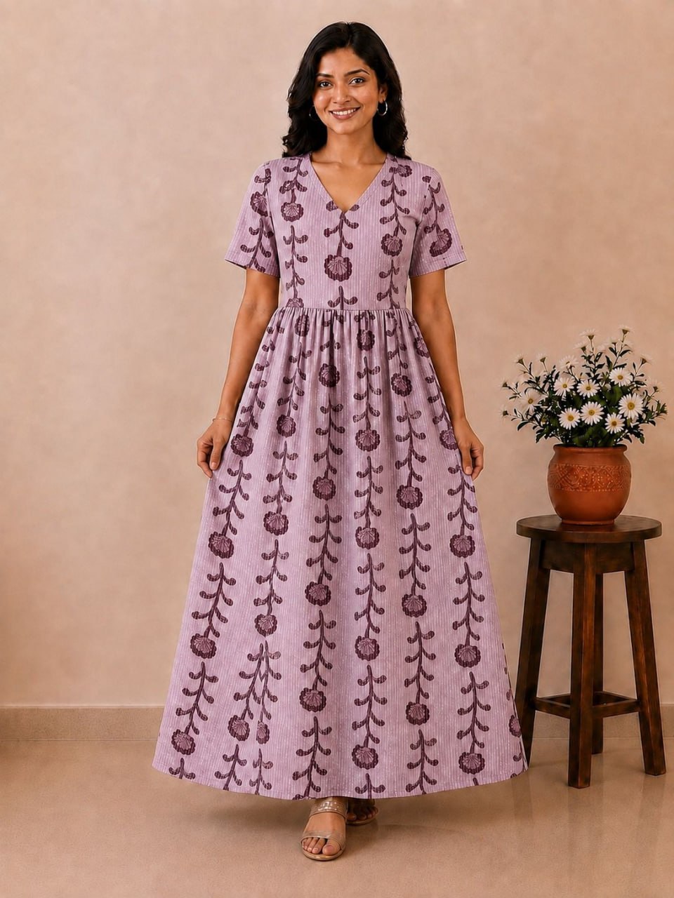 MFS 414 Peacock Feeding maxi frock YY1