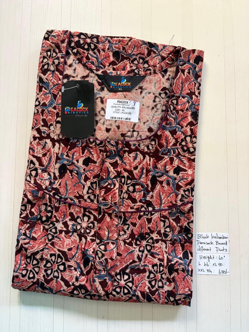 AKS045 Height Block Kalamkari peacock Pleats zip