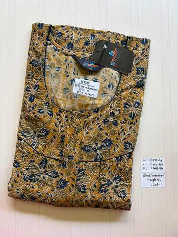 MKS034 Block Kalamkari peacock Pleats zip BP HEIGHT 56'
