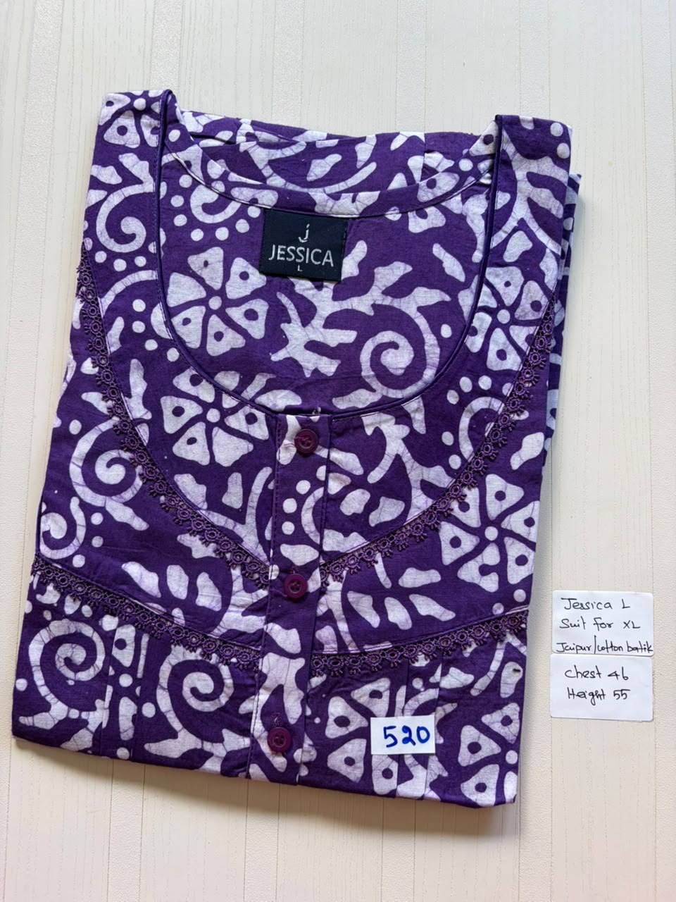BJS 1086 Jessica Pleats Batik Nighty 550