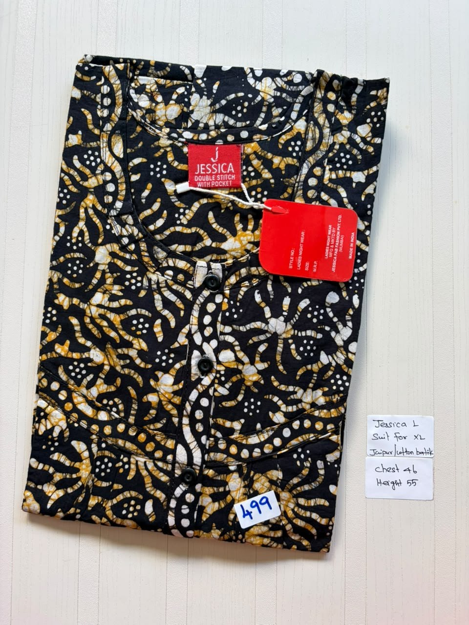 BJS 1123 Jessica Pleats Batik Nighty 550