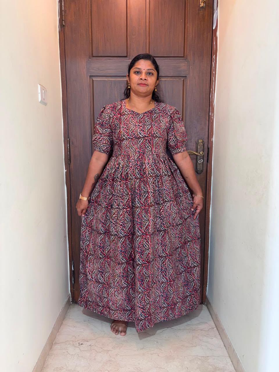 MFS 487 Peacock Height Kalamkari maxi frock YY1 YY2